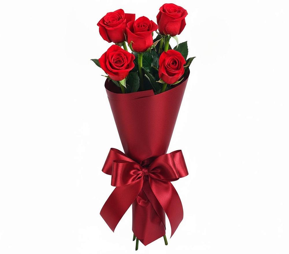 Букет 5 Красных роз Эдлесс Лав в Тарбушево