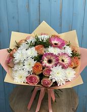 Букет цветов из:  Розы, Герберы и Хризантемы в Тарбушево