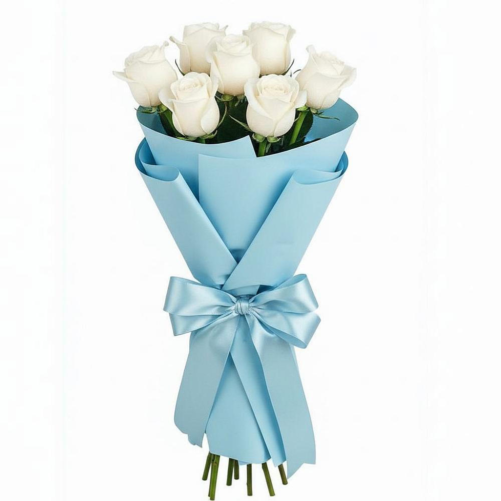 Букет 7 белых роз Проуд в Тарбушево