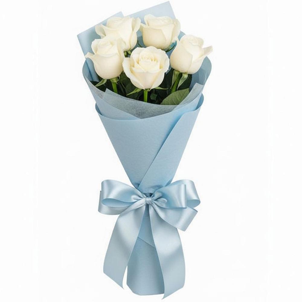 Букет 5 Белых роз Проуд в Тарбушево