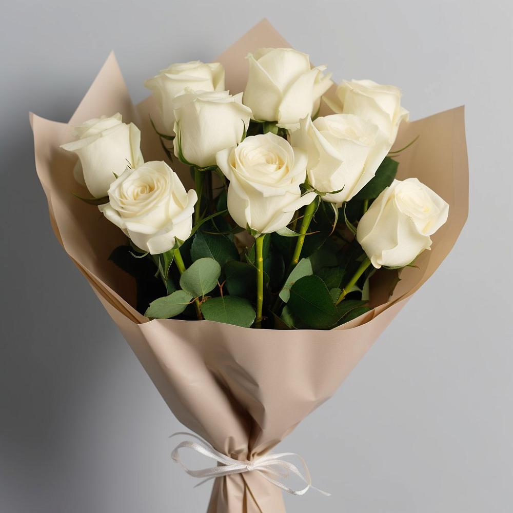 Букет 9 Белых роз Эдлесс Лав в Тарбушево