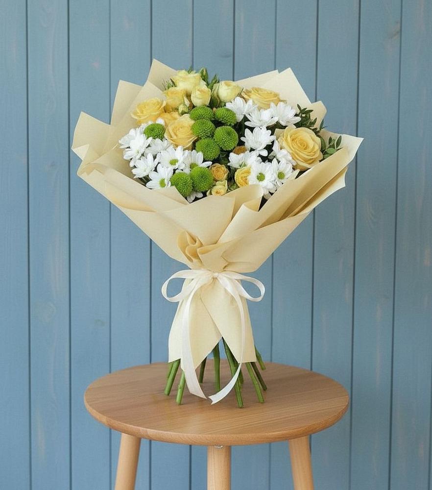 Букет цветов из: Хризантемы и Розы в Тарбушево