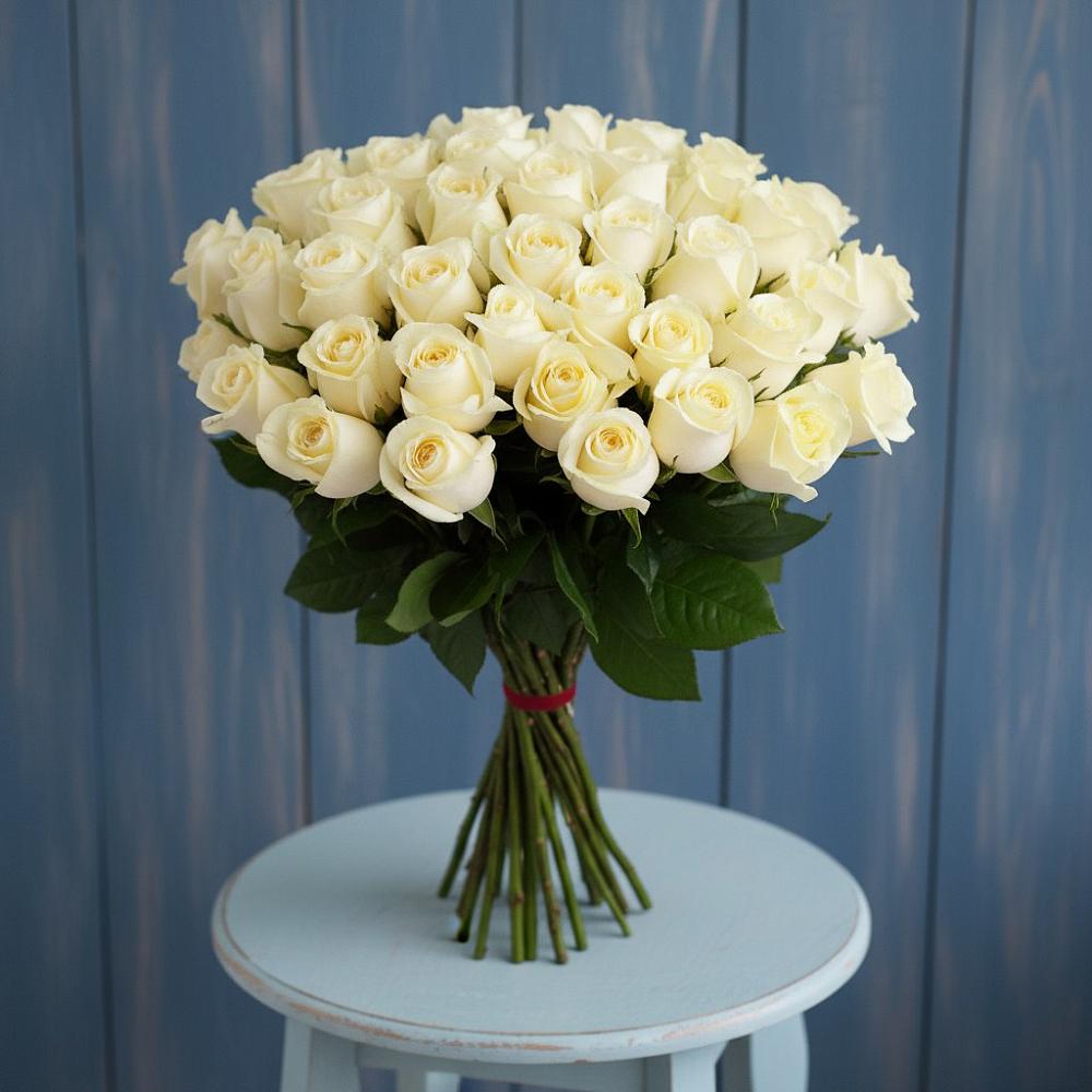 Букет 51 Белая роза Эдлесс Лав в Тарбушево