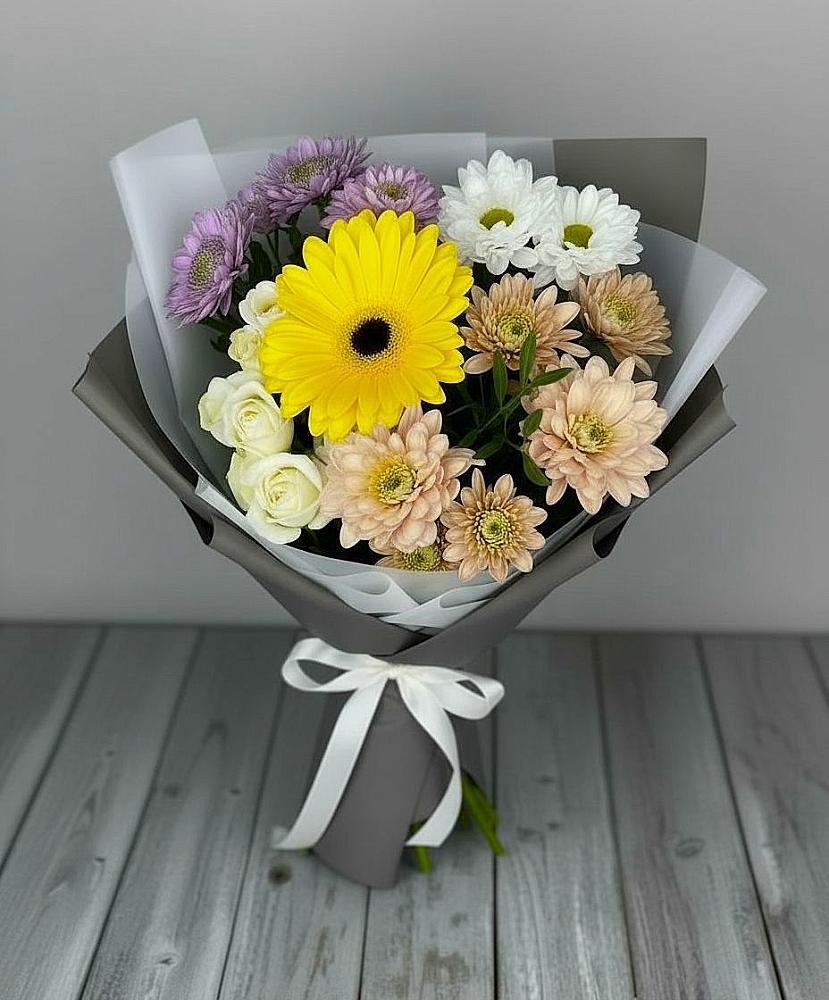 Букет цветов из: Розы, Герберы и Хризантемы в Тарбушево