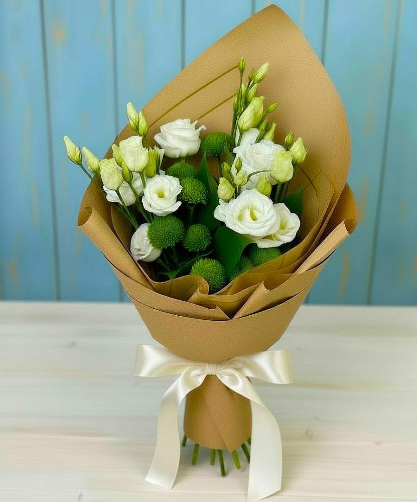 Букет цветов из: Хризантемы и Лизиантусы в Тарбушево