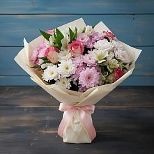 Букет цветов из:  Хризантемы, Альстромерии и Розы #REPLACE_PRED# Тарбушево