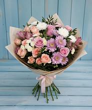 Букет цветов из:  Хризантемы, Розы и Альстромерии в Тарбушево