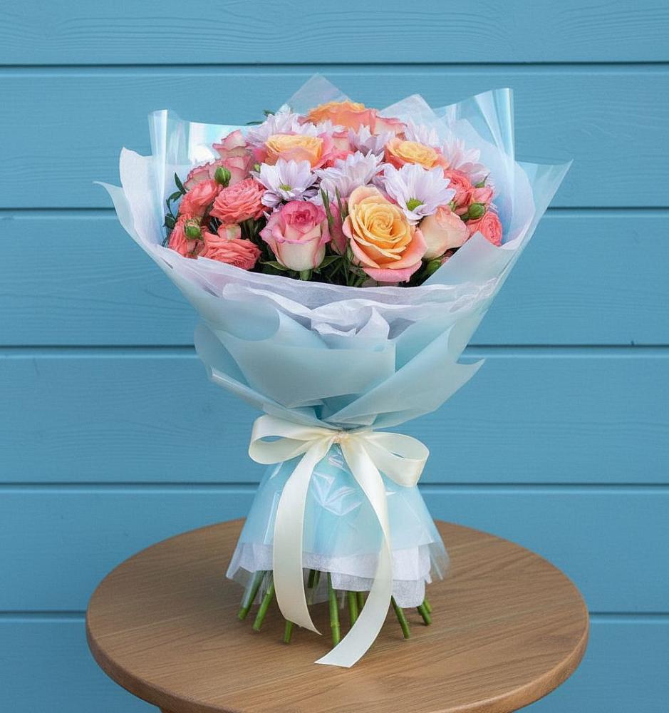 Букет цветов из: Хризантемы и Розы в Тарбушево