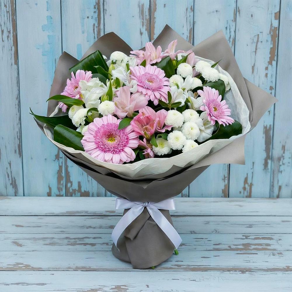 Букет цветов из: Герберы, Альстромерии и Хризантемы в Тарбушево