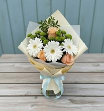 Букет цветов из:  Герберы, Розы и Хризантемы в Тарбушево