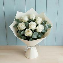Букет Белые розы в Эвкалипте в Тарбушево